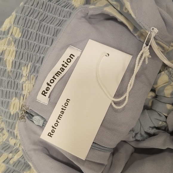 💕REFORMATION💕 Eleni Dress ~ Aliso Blue Floral Print 10 NWT - Picture 15 of 16